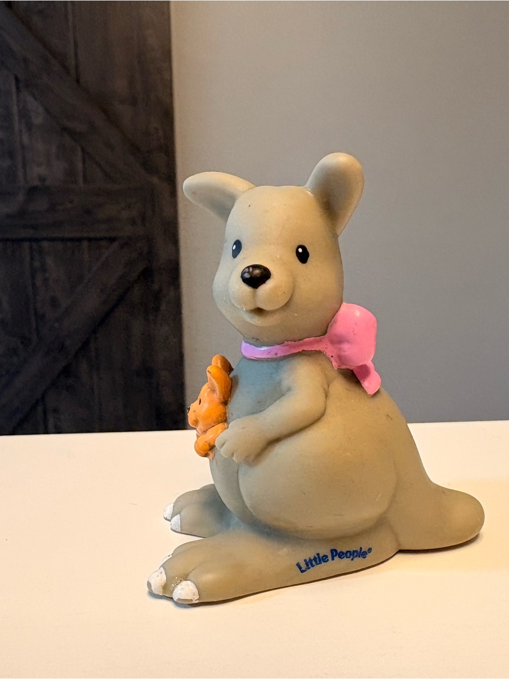 2001 Fisher Price Little People Kangaroo with Pink Bow & baby Joey